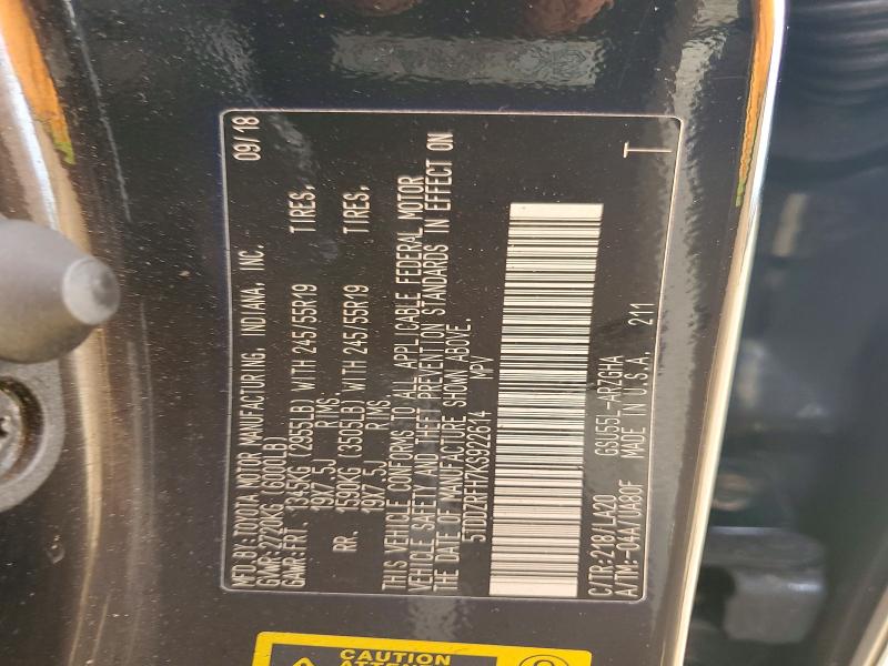 2019 Toyota Highlander მანქანა იყიდება აუქციონზე, vin: 5TDDZRFH7KS922614, აუქციონის ნომერი: 52348366