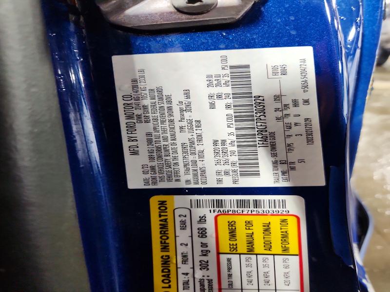 Продажа на аукционе авто 2023 Ford Mustang, vin: 1FA6P8CF7P5303929, номер лота: 51662076