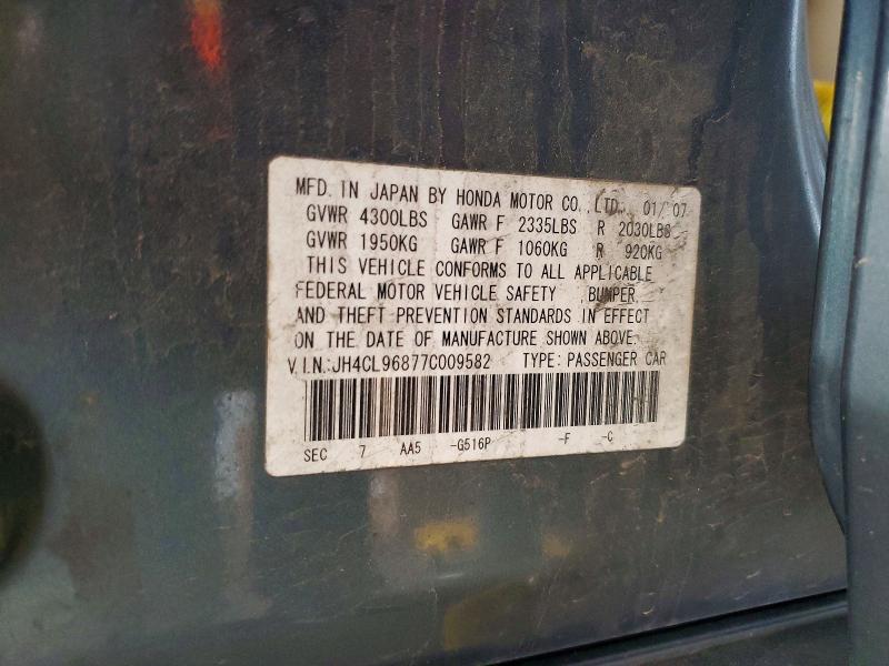 54292386 :رقم المزاد ، JH4CL96877C009582 vin ، 2007 Acura Tsx مزاد بيع