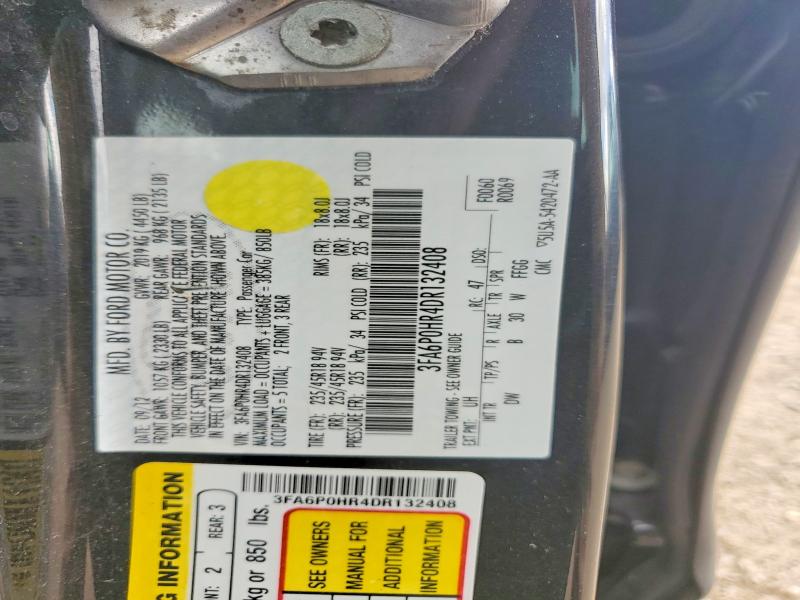 2013 Ford Fusion მანქანა იყიდება აუქციონზე, vin: 3FA6P0HR4DR132408, აუქციონის ნომერი: 52720846