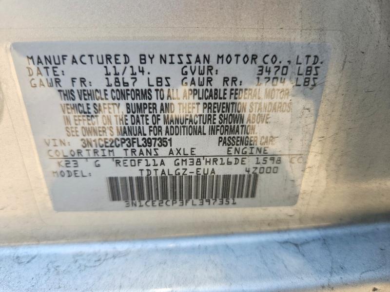 Aukcja sprzedaży 2015 Nissan Versa Note, vin: 3N1CE2CP3FL397351, numer aukcji: 54160166