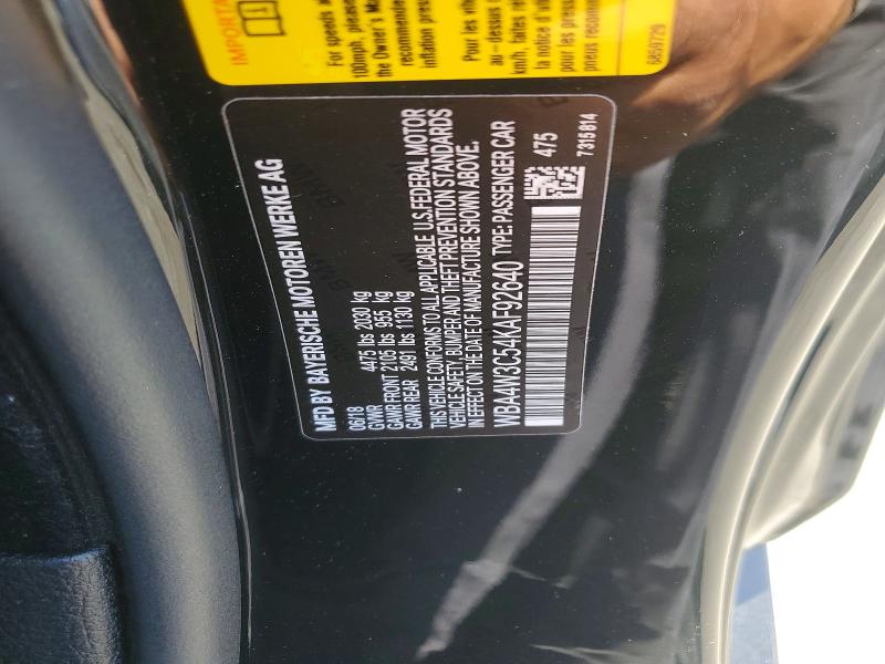 2019 Bmw 430i მანქანა იყიდება აუქციონზე, vin: WBA4W3C54KAF92640, აუქციონის ნომერი: 54008516