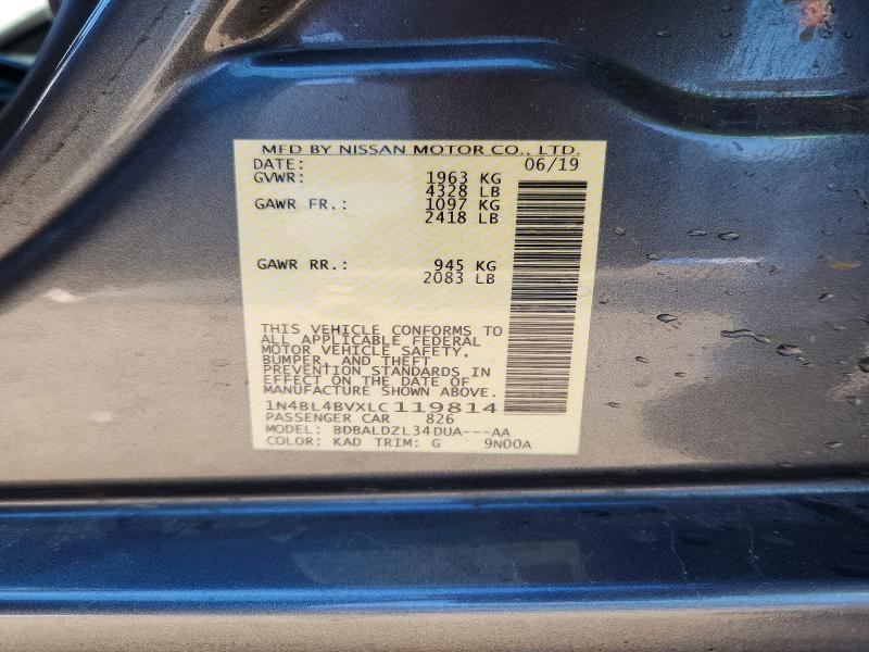 Aukcja sprzedaży 2020 Nissan Altima, vin: 1N4BL4BVXLC119814, numer aukcji: 51998696