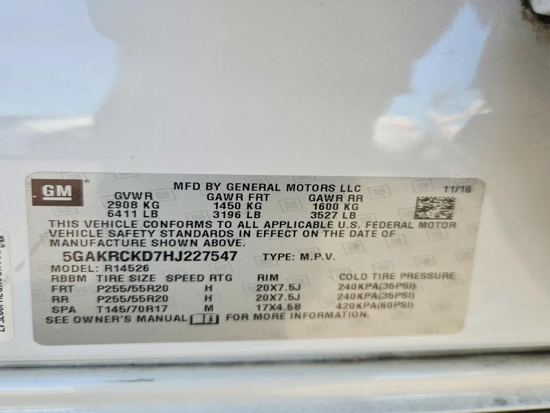 Продаж на аукціоні авто 2017 Buick Enclave, vin: 5GAKRCKD7HJ227547, номер лоту: 54042546