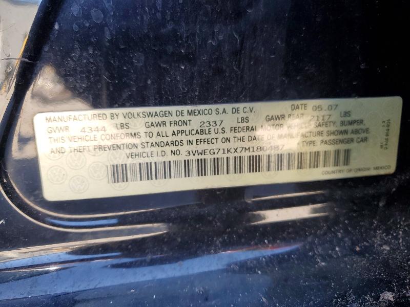 Aukcja sprzedaży 2007 Volkswagen Jetta, vin: 3VWEG71KX7M180487, numer aukcji: 52432386