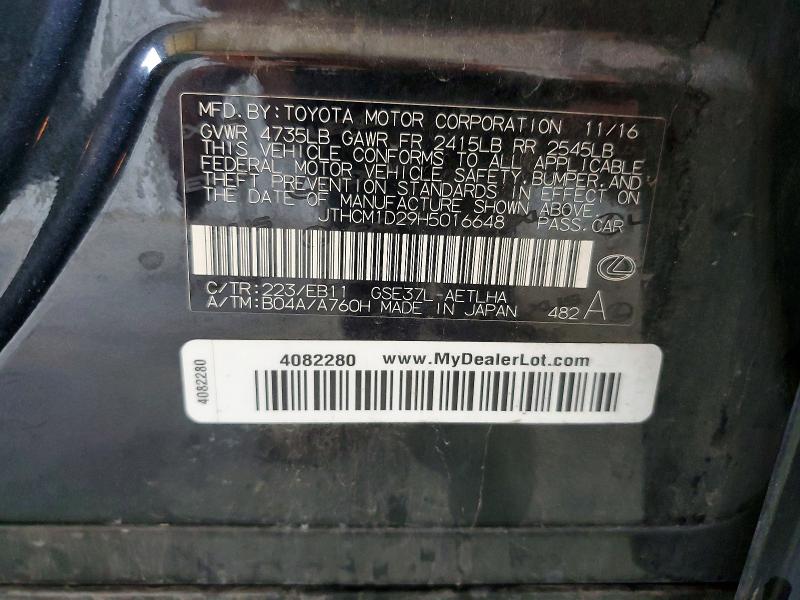 Aukcja sprzedaży 2017 Lexus Is, vin: JTHCM1D29H5016648, numer aukcji: 54472976