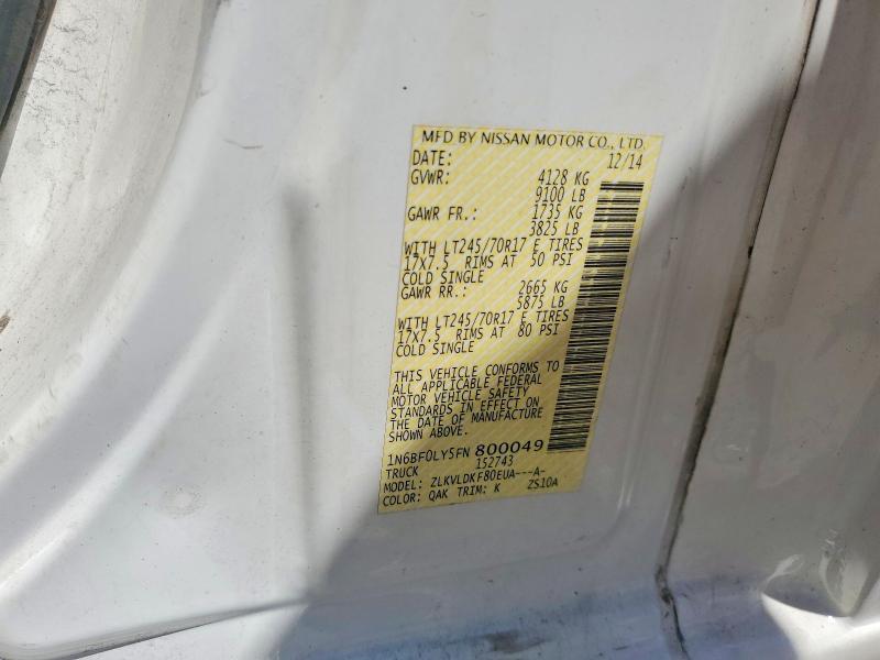 54447206 :رقم المزاد ، 1N6BF0LY5FN800049 vin ، 2015 Nissan Nv مزاد بيع