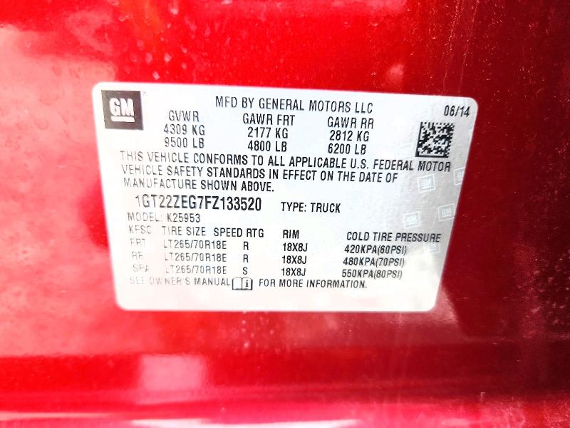 Продаж на аукціоні авто 2015 Gmc Sierra, vin: 1GT22ZEG7FZ133520, номер лоту: 55087356