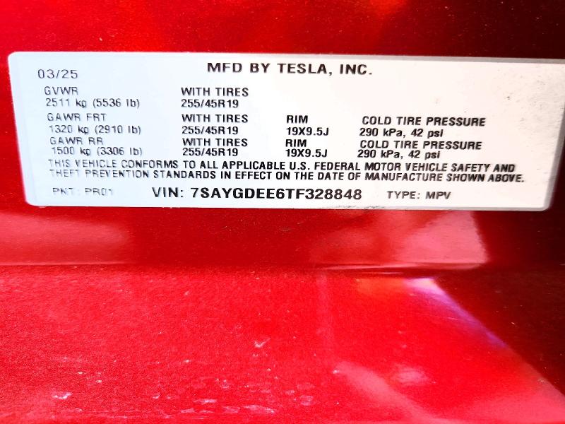 Aukcja sprzedaży 2026 Tesla Model Y, vin: 7SAYGDEE6TF328848, numer aukcji: 52948346