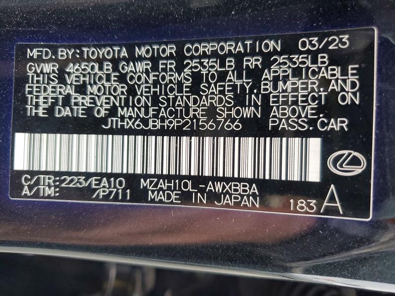 Продажа на аукционе авто 2023 Lexus Ux 250h, vin: JTHX6JBH9P2156766, номер лота: 51799616