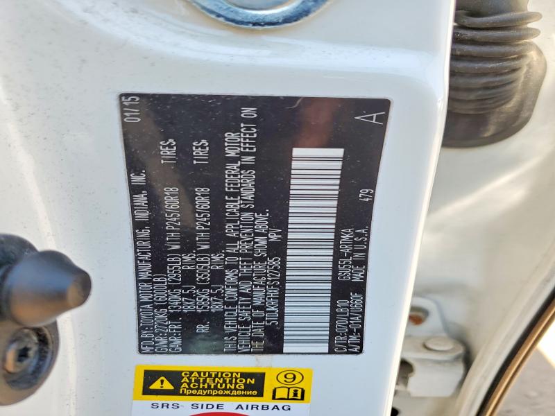 Aukcja sprzedaży 2015 Toyota Highlander, vin: 5TDJKRFHXFS127585, numer aukcji: 52962626
