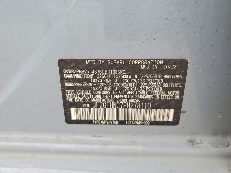 Aukcja sprzedaży 2023 Subaru Crosstrek, vin: JF2GTHNC7PH278110, numer aukcji: 54415326