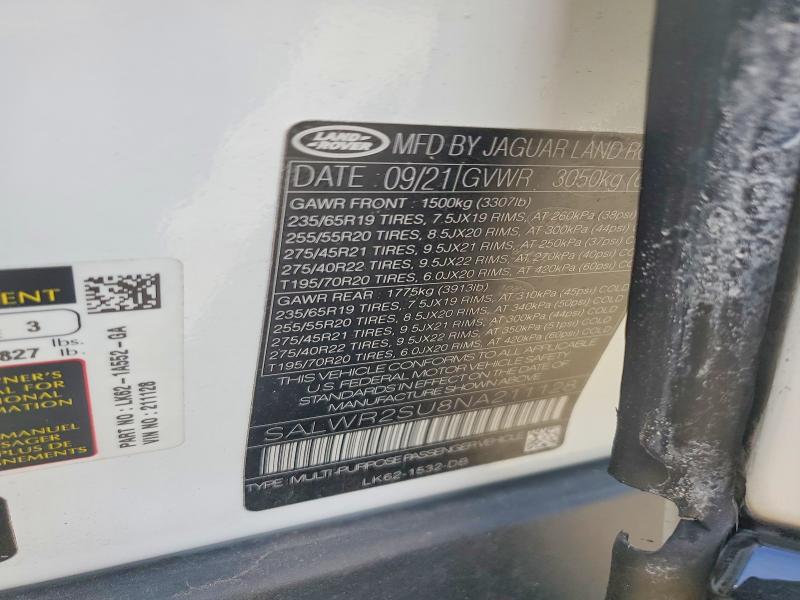 Продаж на аукціоні авто 2022 Land Rover Range Rover Sport, vin: SALWR2SU8NA211128, номер лоту: 51537626