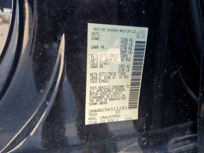 Aukcja sprzedaży 2014 Nissan Titan, vin: 1N6BA0EC7EN511205, numer aukcji: 51268466