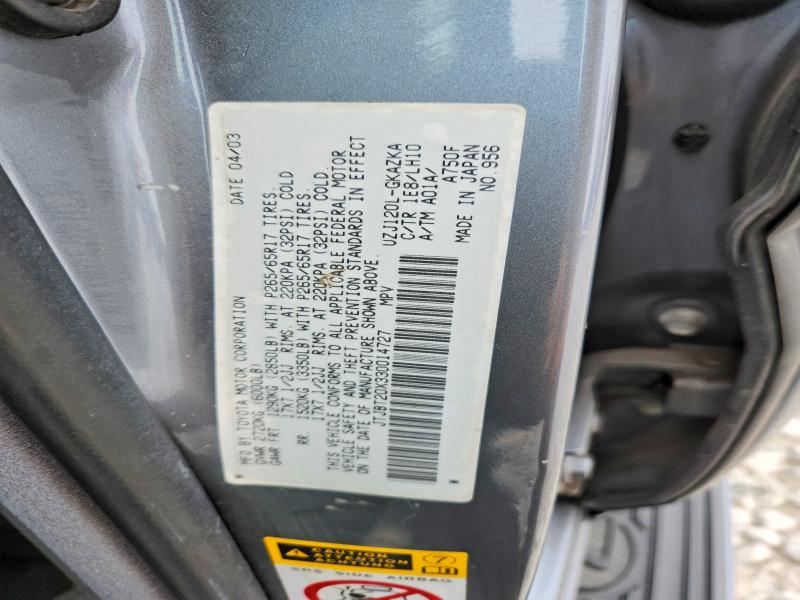 51614286 :رقم المزاد ، JTJBT20X330014727 vin ، 2003 Lexus Gx مزاد بيع