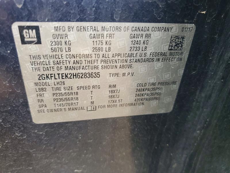 2017 Gmc Terrain მანქანა იყიდება აუქციონზე, vin: 2GKFLTEK2H6283635, აუქციონის ნომერი: 53101016