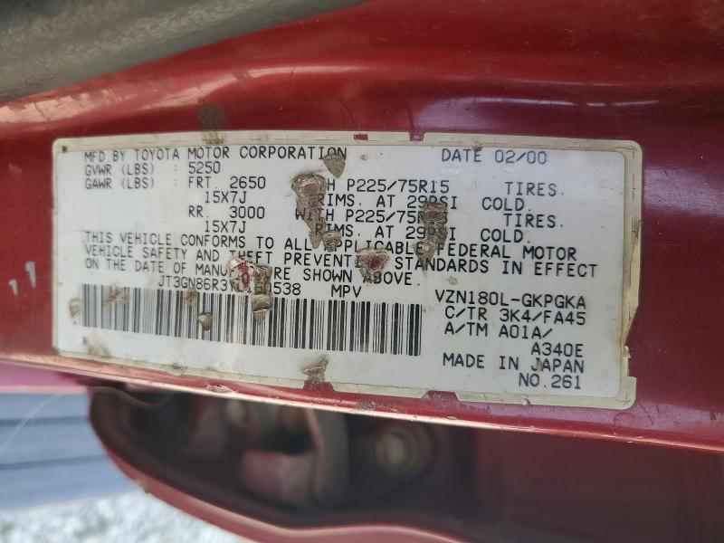Aukcja sprzedaży 2000 Toyota 4runner, vin: JT3GN86R3Y0160538, numer aukcji: 53083766