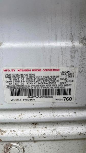 Aukcja sprzedaży 2016 Mitsubishi Outlander, vin: JA4AZ3A34GZ037976, numer aukcji: 55226306