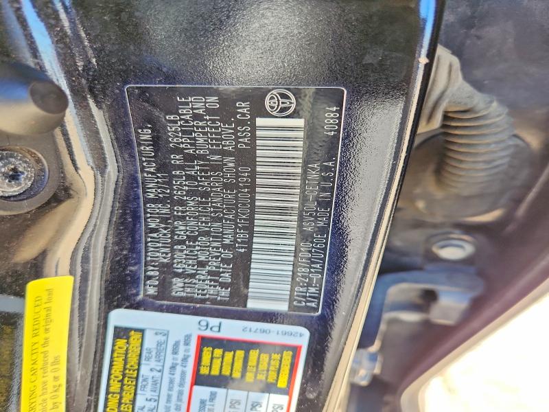 Продаж на аукціоні авто 2012 Toyota Camry, vin: 4T1BF1FK0CU041940, номер лоту: 53726326