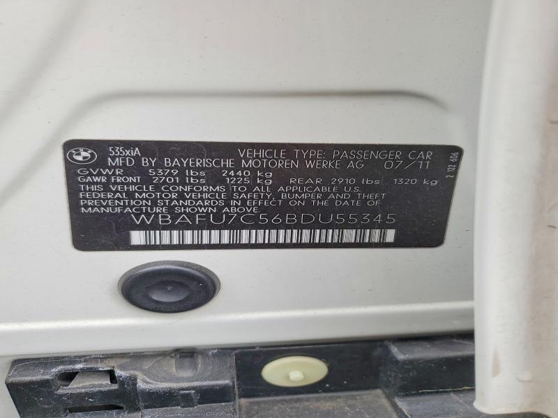 Aukcja sprzedaży 2011 Bmw 535, vin: WBAFU7C56BDU55345, numer aukcji: 54401216