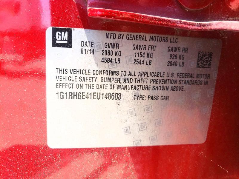 51671996 :رقم المزاد ، 1G1RH6E41EU148603 vin ، 2014 Chev Volt مزاد بيع