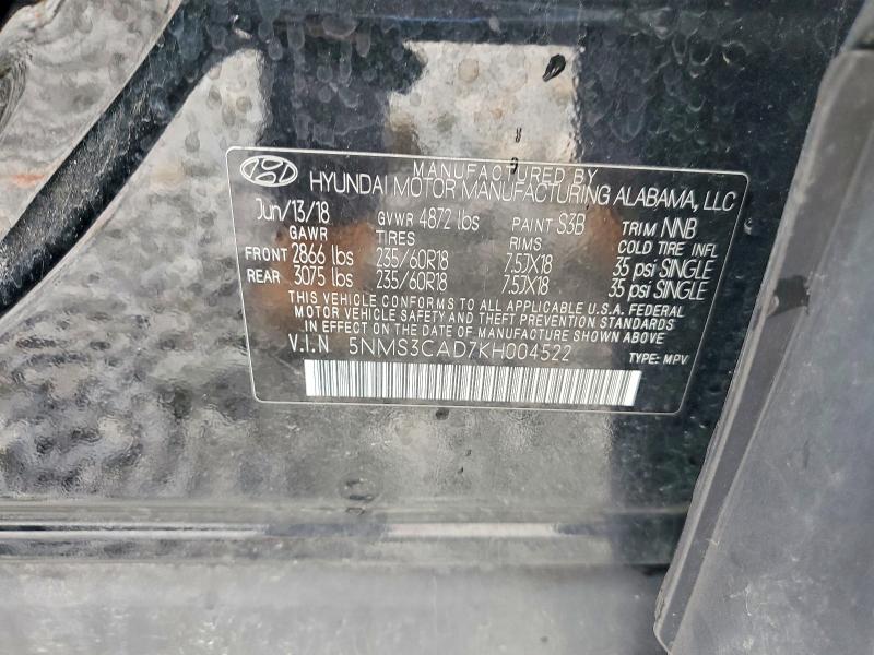 Продажа на аукционе авто 2019 Hyundai Santa Fe, vin: 5NMS3CAD7KH004522, номер лота: 52707506