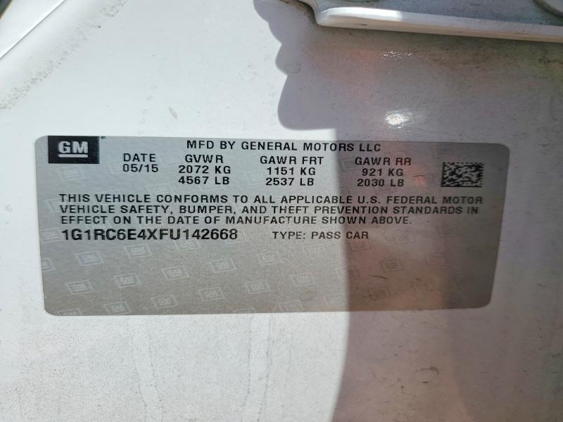 52729666 :رقم المزاد ، 1G1RC6E4XFU142668 vin ، 2015 Chevrolet Volt مزاد بيع