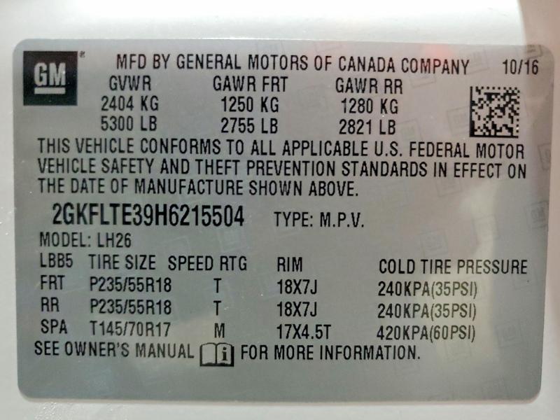 2017 Gmc Terrain მანქანა იყიდება აუქციონზე, vin: 2GKFLTE39H6215504, აუქციონის ნომერი: 52140726