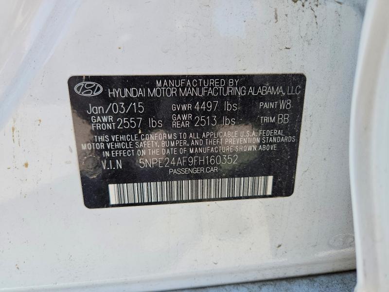 2015 Hyundai Sonata მანქანა იყიდება აუქციონზე, vin: 5NPE24AF9FH160352, აუქციონის ნომერი: 53429386