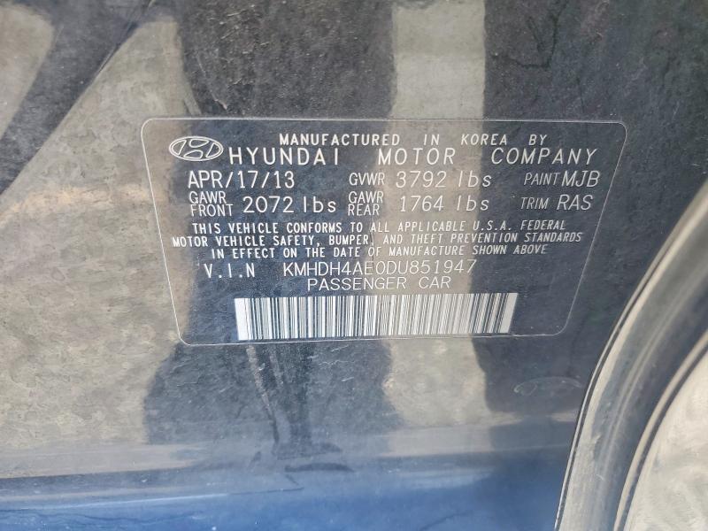 Продажа на аукционе авто 2013 Hyundai Elantra, vin: KMHDH4AE0DU851947, номер лота: 55063806