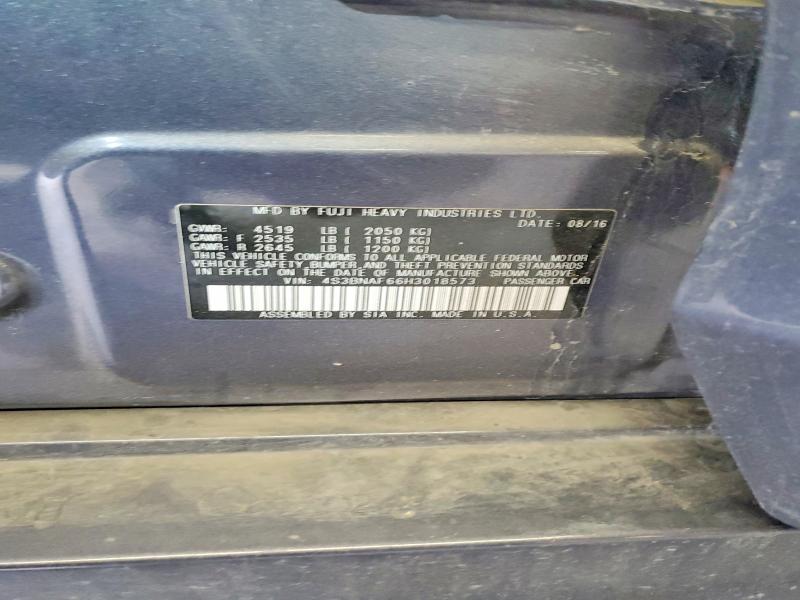 52812206 :رقم المزاد ، 4S3BNAF66H3018573 vin ، 2017 Subaru Legacy مزاد بيع