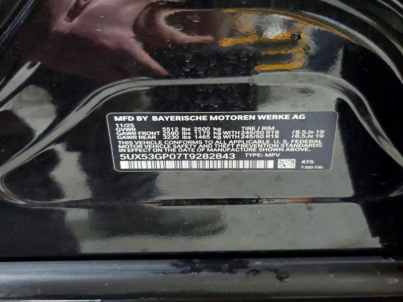 2026 Bmw X3 მანქანა იყიდება აუქციონზე, vin: 5UX53GP07T9282843, აუქციონის ნომერი: 54238396