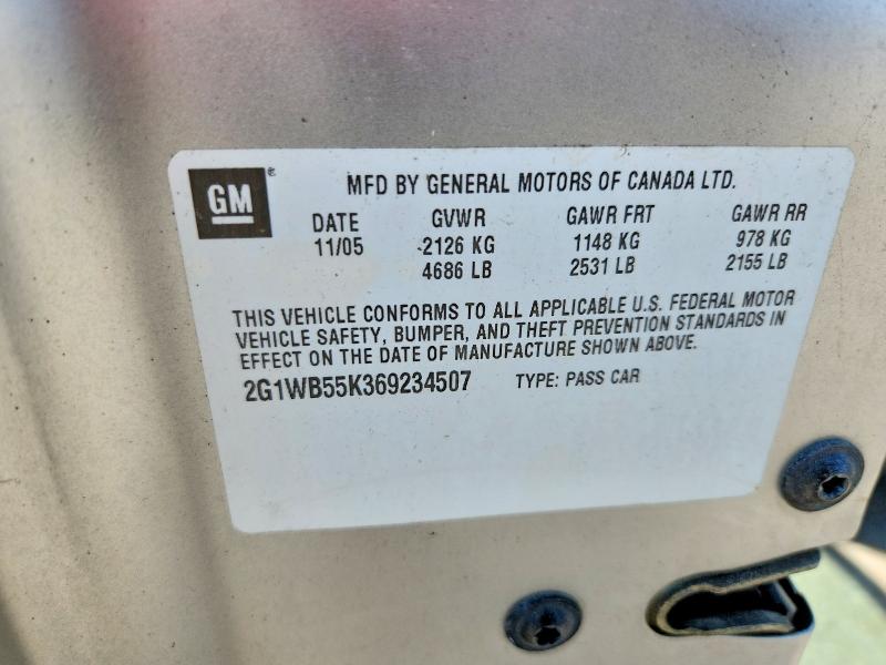 54456776 :رقم المزاد ، 2G1WB55K369234507 vin ، 2006 Chevrolet Impala مزاد بيع