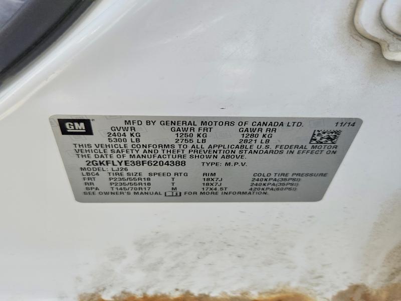 Aukcja sprzedaży 2015 Gmc Terrain, vin: 2GKFLYE38F6204388, numer aukcji: 55032266