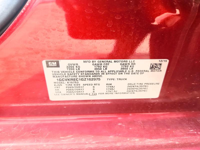 2016 Chevrolet Silverado მანქანა იყიდება აუქციონზე, vin: 1GCVKREC1GZ162975, აუქციონის ნომერი: 54615036