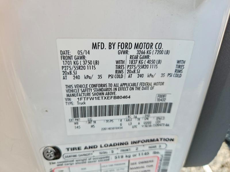 Aukcja sprzedaży 2014 Ford F150, vin: 1FTFW1ETXEFB80464, numer aukcji: 55195576