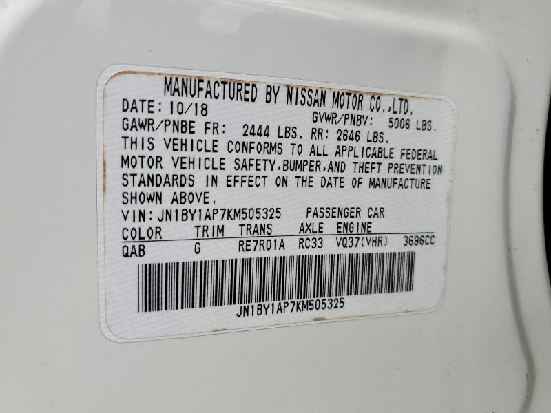 Продажа на аукционе авто 2019 Infiniti Q70, vin: JN1BY1AP7KM505325, номер лота: 52736316
