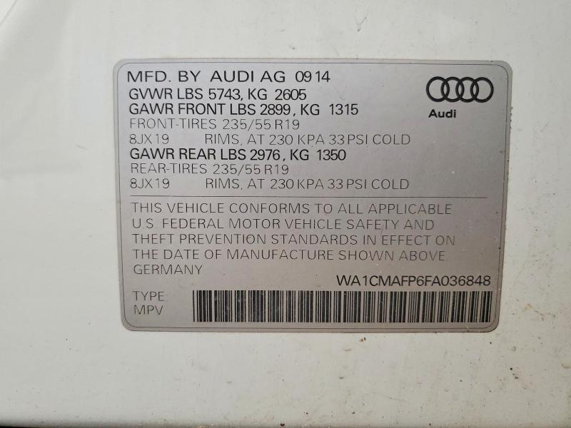 Aukcja sprzedaży 2015 Audi Q5, vin: WA1CMAFP6FA036848, numer aukcji: 54793706