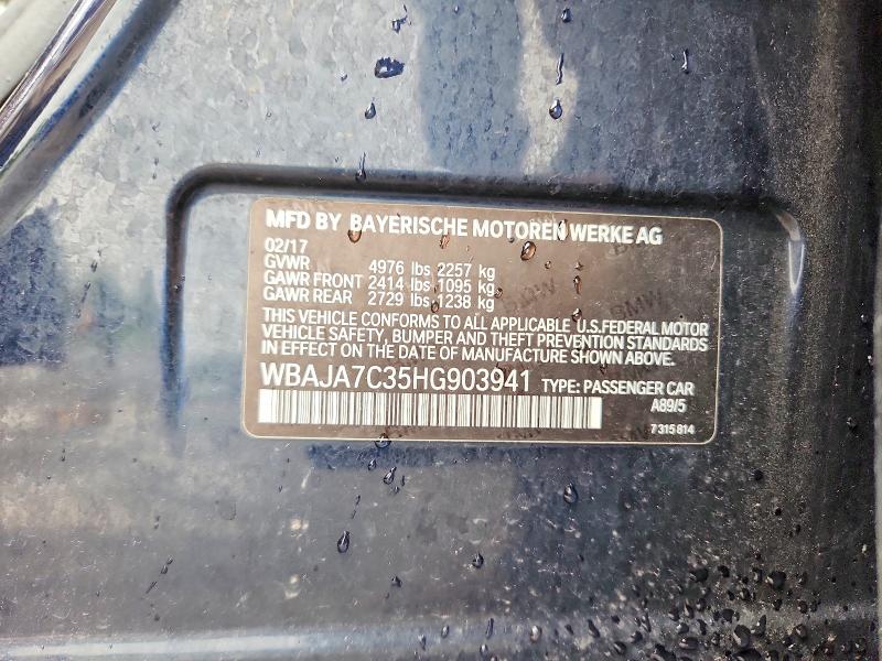 51181486 :رقم المزاد ، WBAJA7C35HG903941 vin ، 2017 Bmw 530 مزاد بيع
