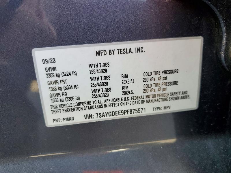 Продажа на аукционе авто 2023 Tesla Model Y, vin: 7SAYGDEE9PF875571, номер лота: 54899436