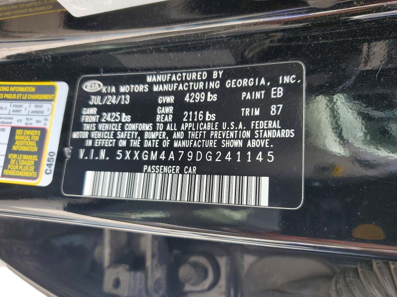 2013 Kia Optima მანქანა იყიდება აუქციონზე, vin: 5XXGM4A79DG241145, აუქციონის ნომერი: 55057346