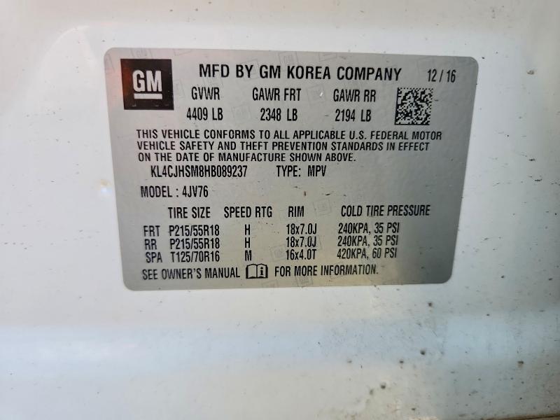 Aukcja sprzedaży 2017 Buick Encore, vin: KL4CJHSM8HB089237, numer aukcji: 53036096