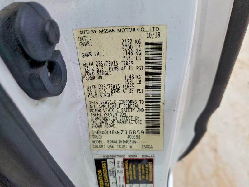 51461216 :رقم المزاد ، 1N6BD0CT8KN716859 vin ، 2019 Nissan Frontier مزاد بيع