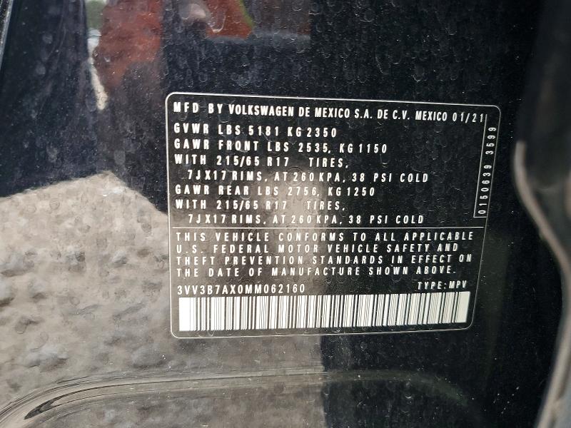 52553706 :رقم المزاد ، 3VV3B7AX0MM062160 vin ، 2021 Volkswagen Tiguan مزاد بيع