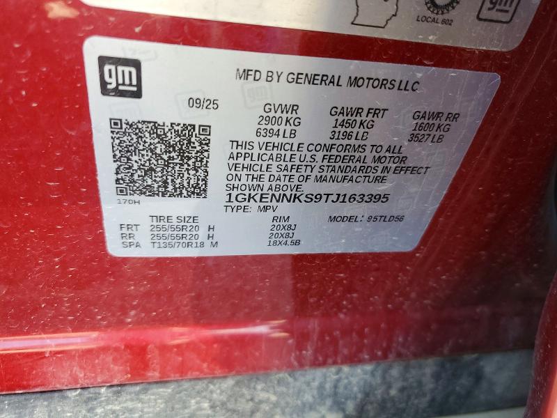 2026 Gmc Acadia მანქანა იყიდება აუქციონზე, vin: 1GKENNKS9TJ163395, აუქციონის ნომერი: 54782986