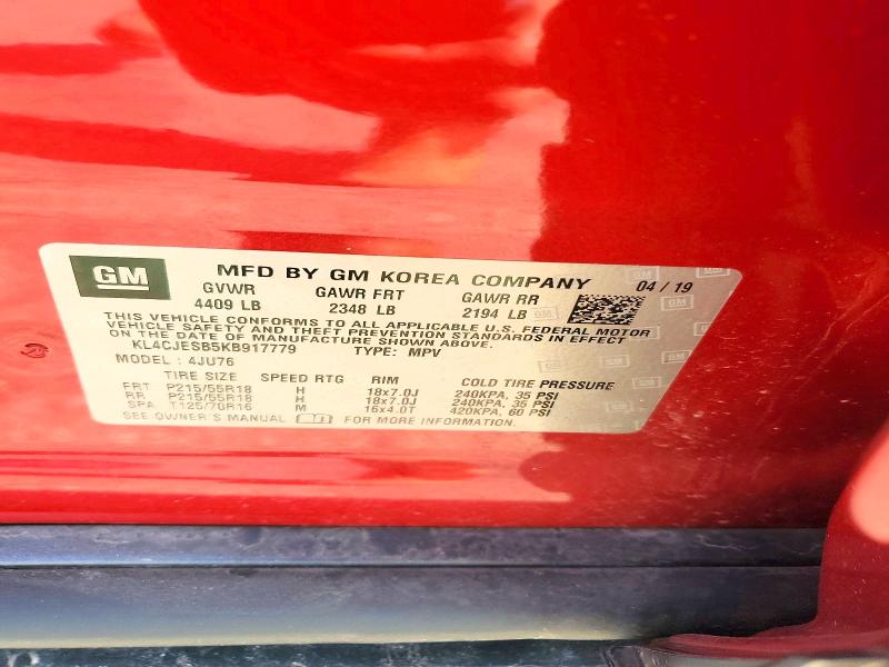 Продаж на аукціоні авто 2019 Buick Encore, vin: KL4CJESB5KB917779, номер лоту: 52000116