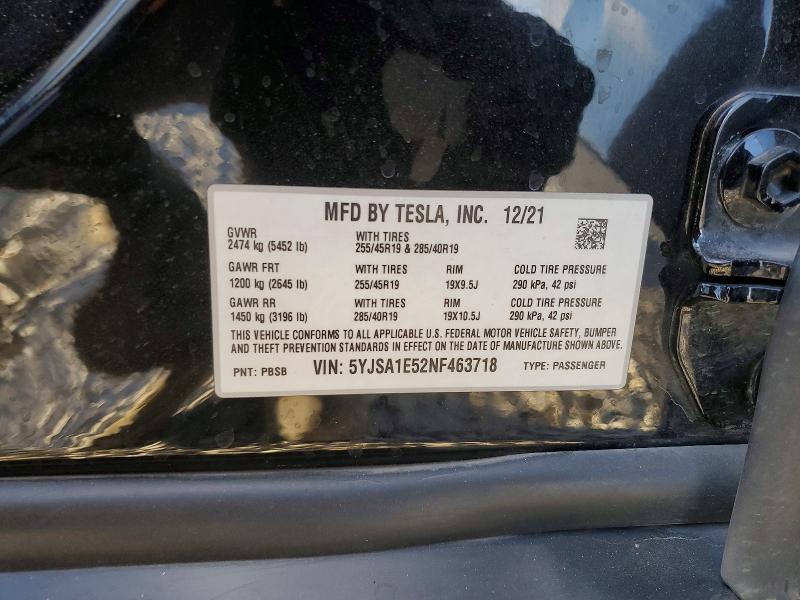 Продажа на аукционе авто 2022 Tesla Model S, vin: 5YJSA1E52NF463718, номер лота: 55017506