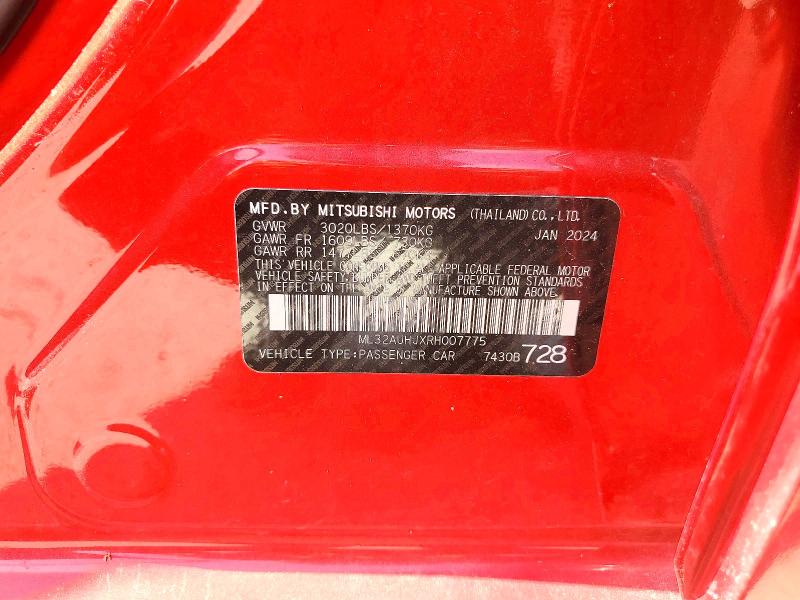 Продаж на аукціоні авто 2024 Mitsubishi Mirage, vin: ML32AUHJXRH007775, номер лоту: 53282036