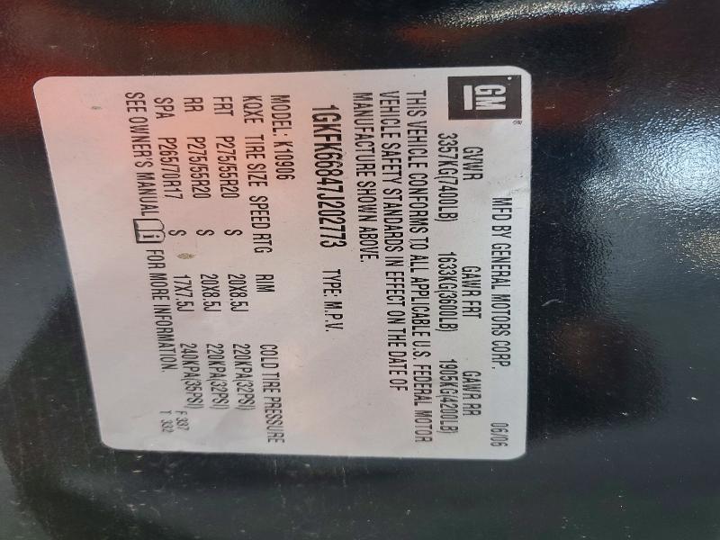 50991736 :رقم المزاد ، 1GKFK66847J202773 vin ، 2007 Gmc Yukon مزاد بيع