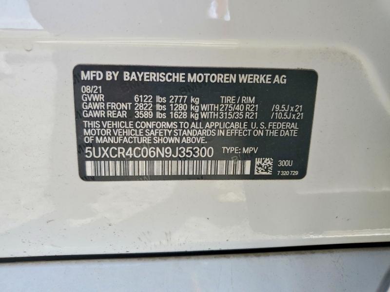 2022 Bmw X5 მანქანა იყიდება აუქციონზე, vin: 5UXCR4C06N9J35300, აუქციონის ნომერი: 53876076